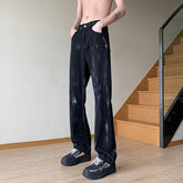 Men Jeans Tie-Dyed Jeans Slim-Fitting Straight Pants